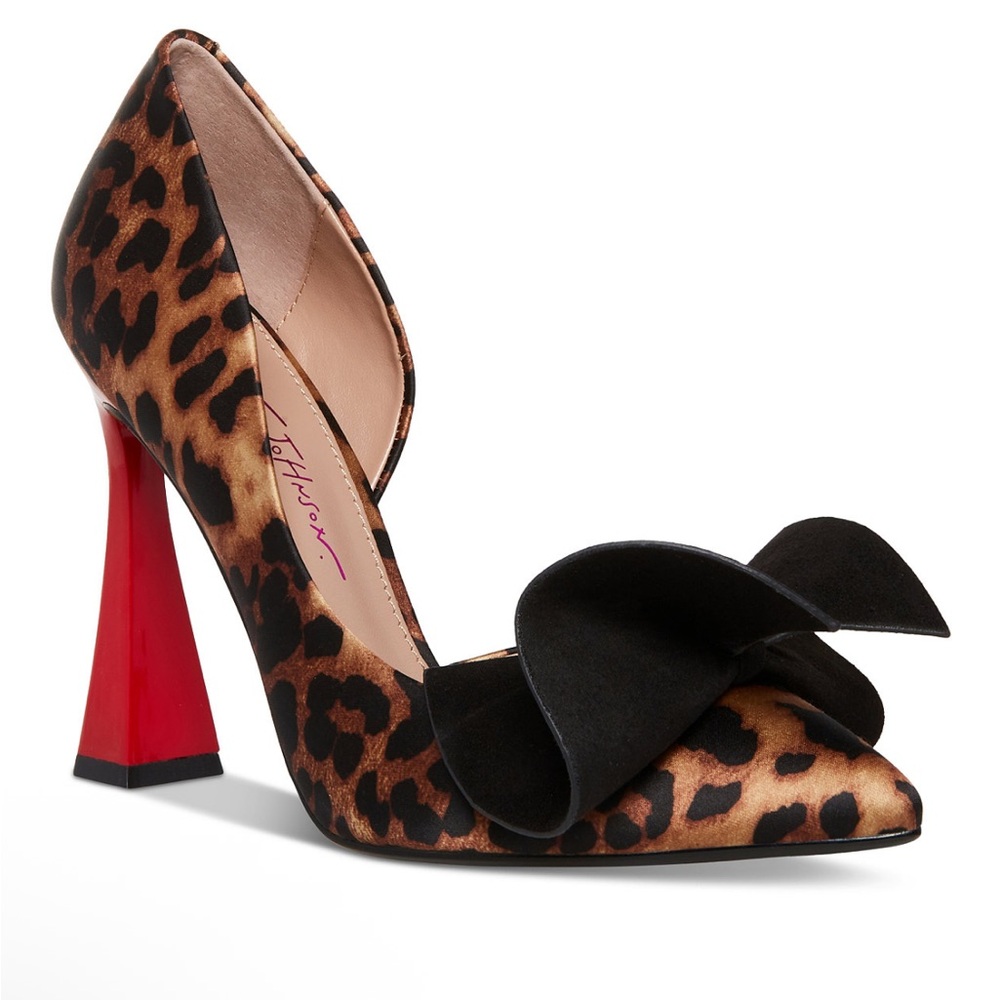 Betsey Johnson Leopard Print Heels with Red Accents